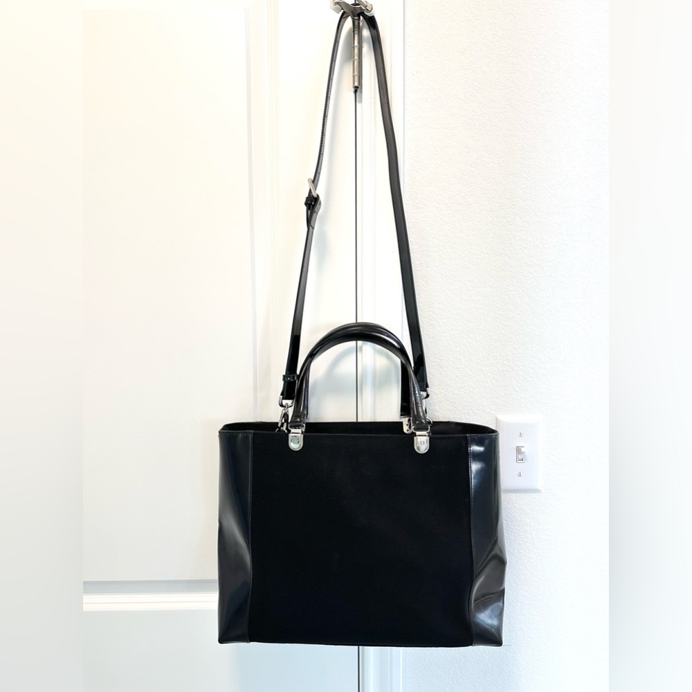 Auth CHRISTIAN DIOR Large Lady Vintage Canvas and Patent Leather Tote Bag - Picture 14 of 16